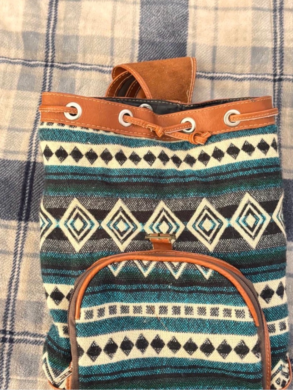 Boho Ethnic Backpack - Geometric Pattern - Picture 5 of 8